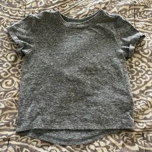 Toddler boy plain Grey shirt with cuffed sleeves.